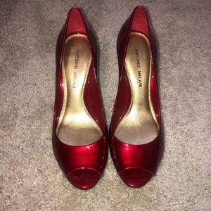 ANTONIO MELANI Red Peep Toe Heels